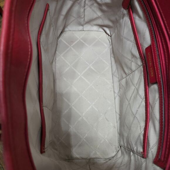 MICHAEL KORS Large Red Saffiano Leather Shoulder Tote Bag Jet Set Style - Picture 2 of 4